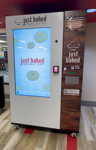 A photo appears that shows the Just Baked Kiosk in the Student Center on Alva's campus.