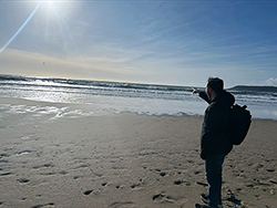 Northwestern senior John Cloud walks on the beach near Three Cliffs Bay in Swansea, United Kingdom. 