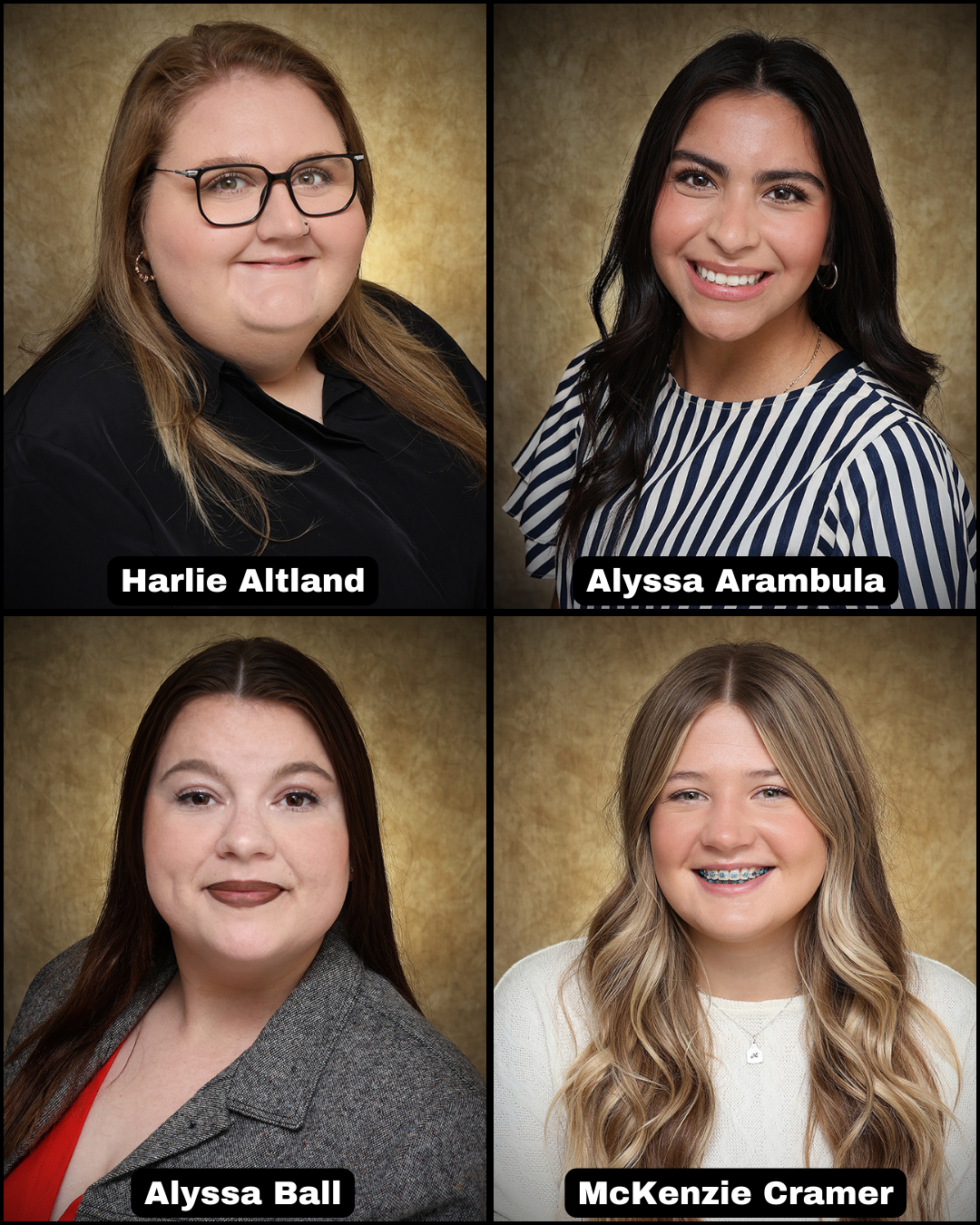 Left to Right, Top to Bottom: Harlie Altland, Alyssa Arambula, Alyssa Ball, McKenzie Cramer