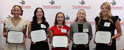 TC Carter Award recipients pictured - Summya Adigun, Ko Brooks, Isabella Bowers, Hadley Bohlen, Teagen Wright. Not pictured - Jason McCarty, Levi Nichols, Jacob Setzer, Taylor Whitfield